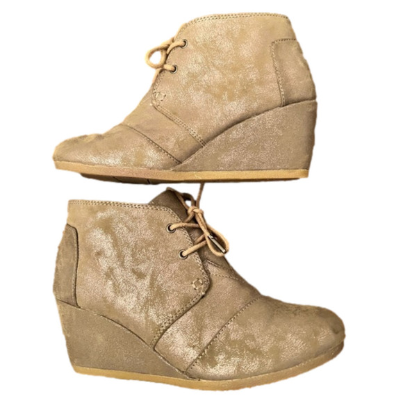 Toms wedge booties, distressed bronze, size 8.5. - Picture 3 of 6